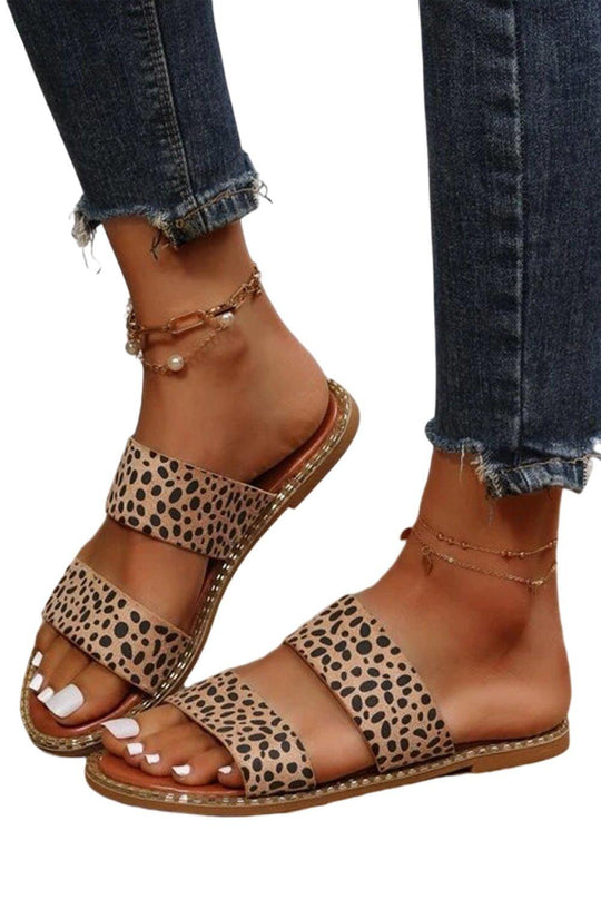 Leopard Double Strap Sandals