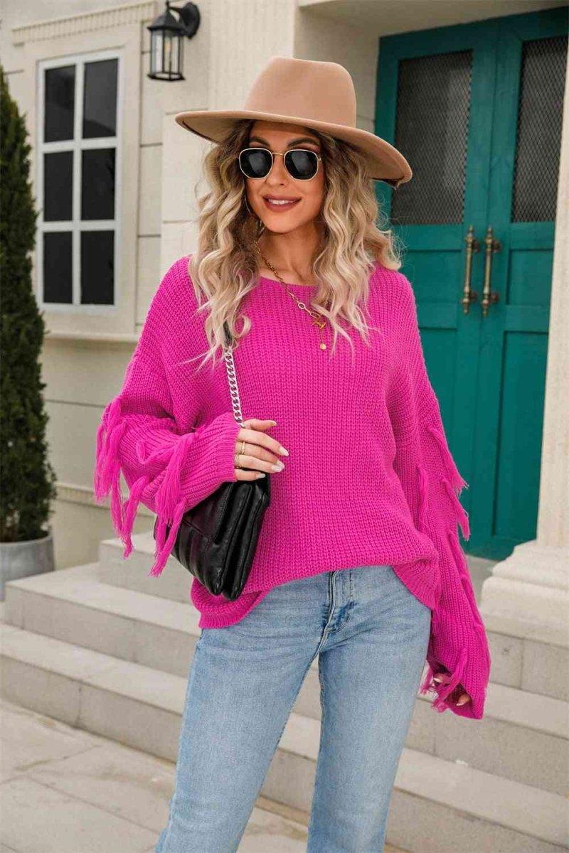 Faye Fringe Detail Sweater - Klazzi Fashion Boutique