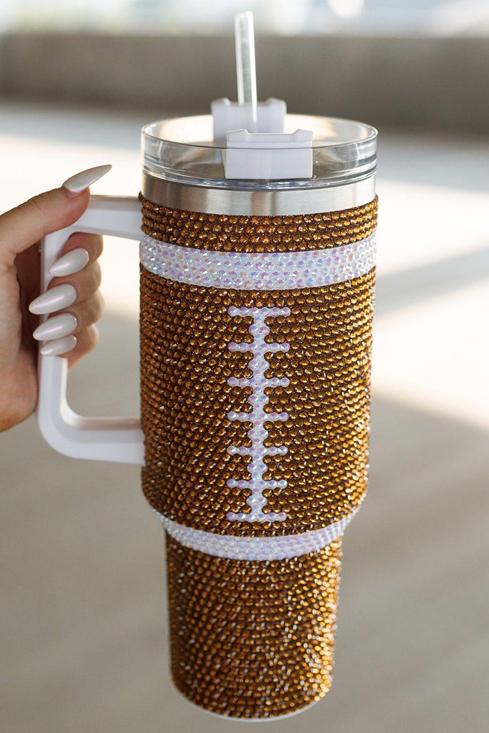 Football Rhinestone Rugby Tumbler - Klazzi Fashion Boutique