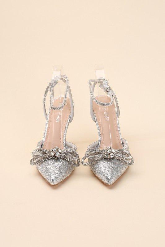 FREYA- Rhinestone Bow Heels - Klazzi Fashion Boutique