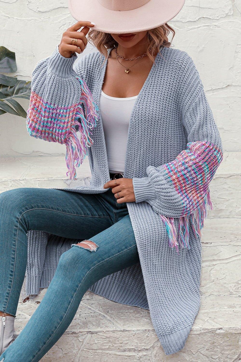 Fringe Sleeve Cardigan - Klazzi Fashion Boutique