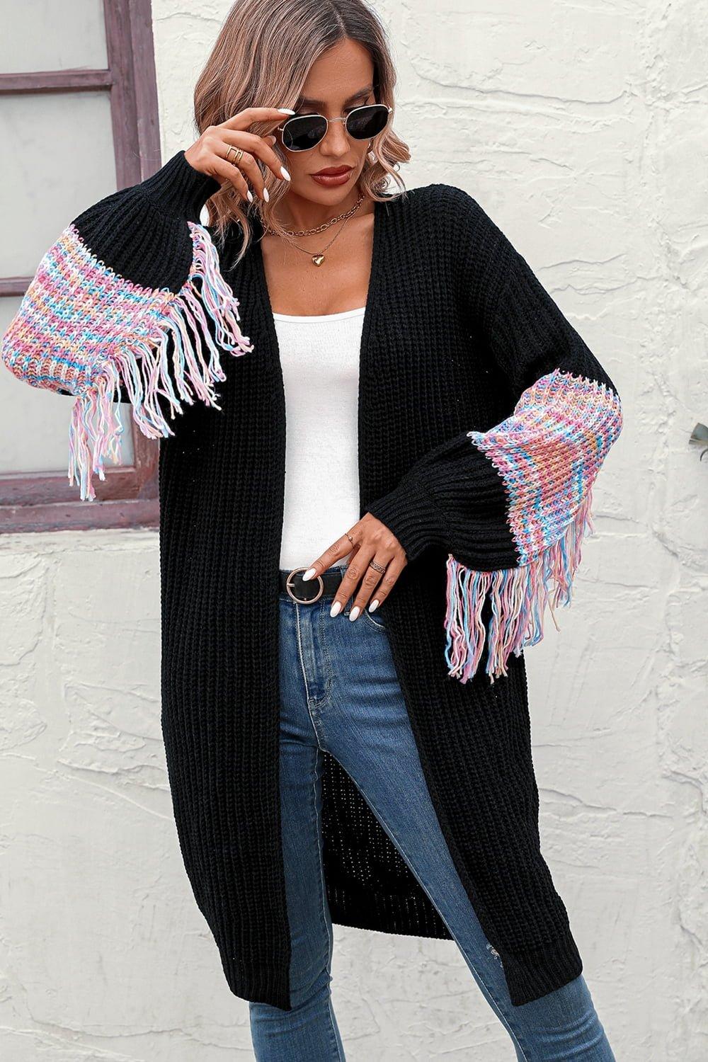 Fringe Sleeve Cardigan - Klazzi Fashion Boutique