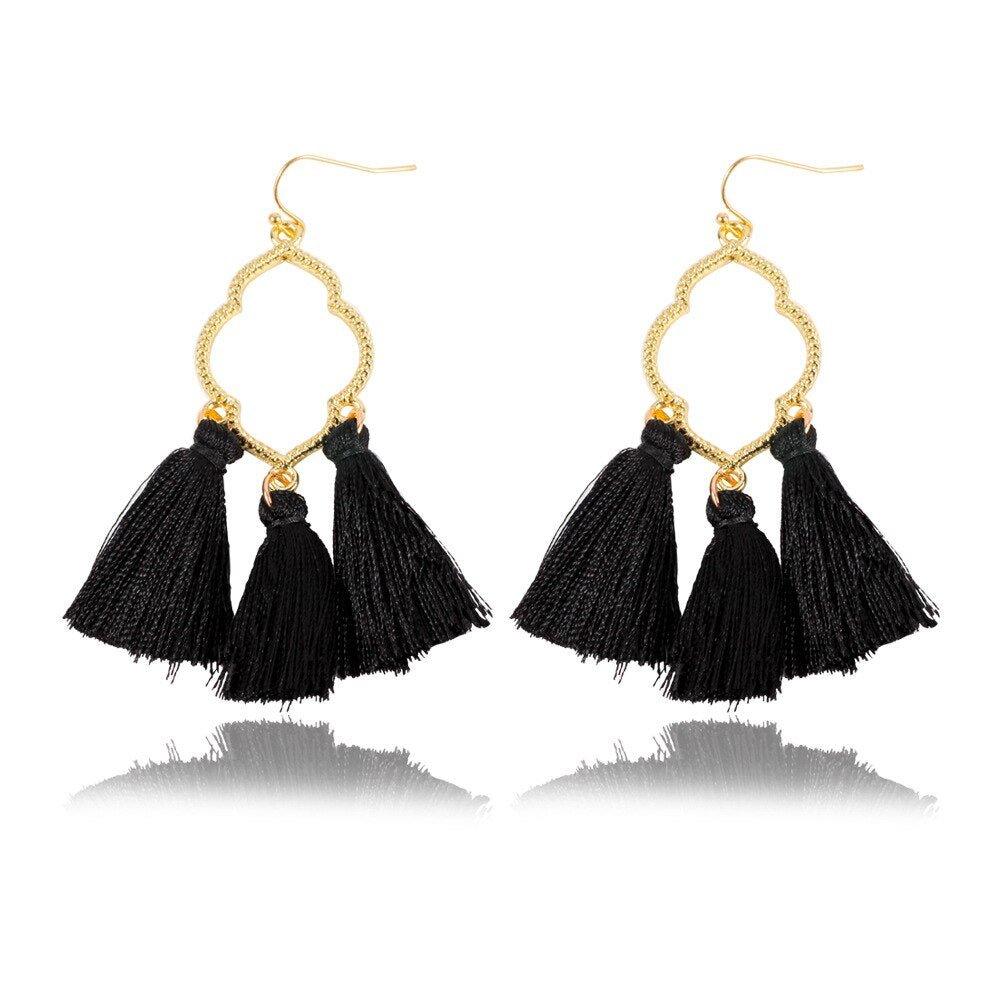 Fringe Tassel Dangle Drop Earrings - Klazzi Fashion Boutique