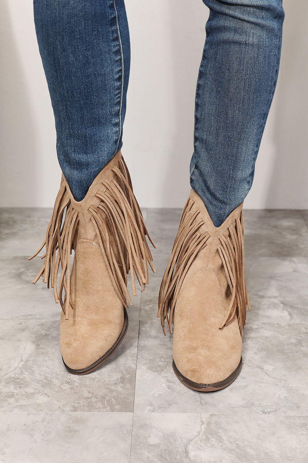 Fringy Cowgirl Western Ankle Boots - Klazzi Fashion Boutique
