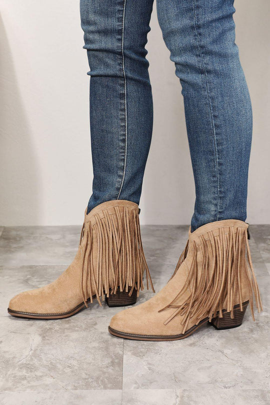 Fringy Cowgirl Western Ankle Boots - Klazzi Fashion Boutique