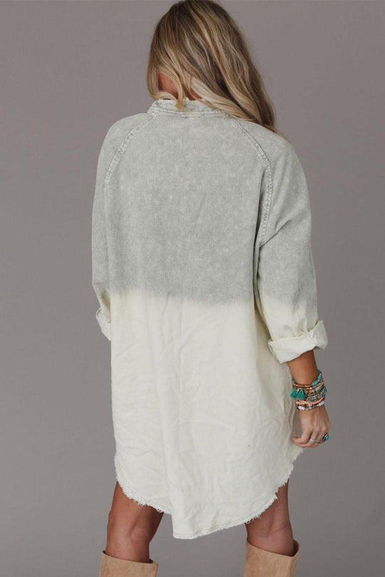 Gray Gradient Button Denim Dress - Klazzi Fashion Boutique