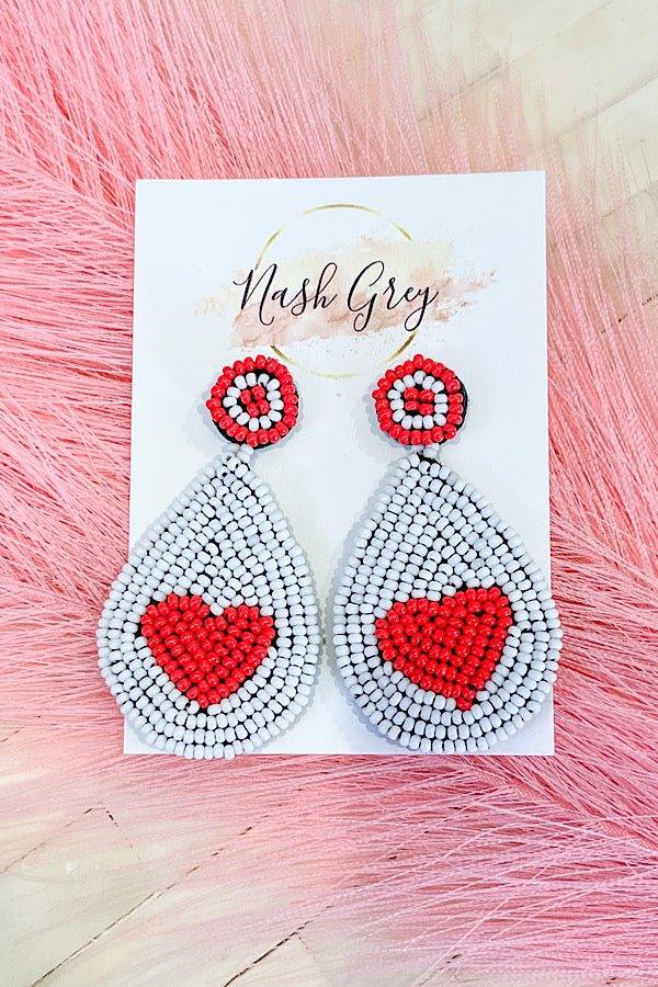 Heart Beaded Valentines Earrings - Klazzi Fashion Boutique