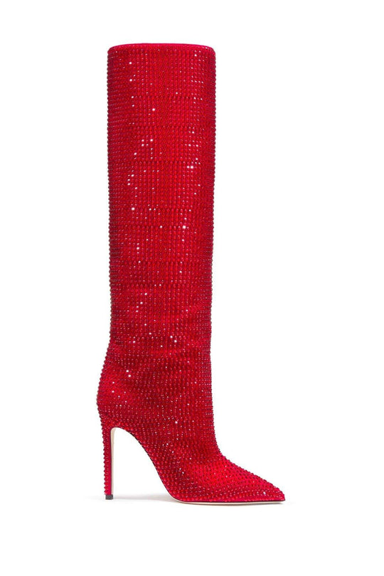 High Knee Stiletto Rhinestone Boot - Klazzi Fashion Boutique