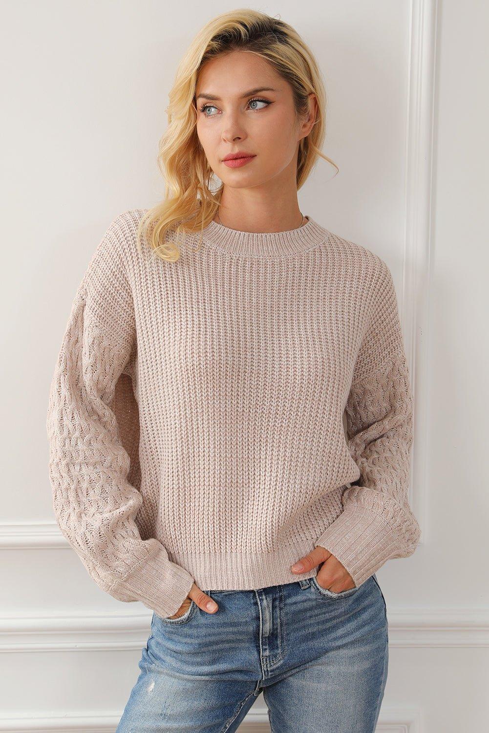 Kenzie Cable Knit Drop Shoulder Sweater - Klazzi Fashion Boutique