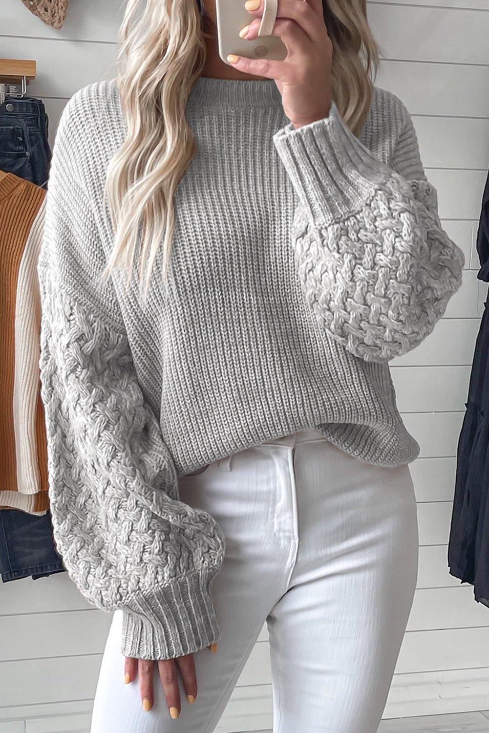 Kenzie Cable Knit Drop Shoulder Sweater - Klazzi Fashion Boutique