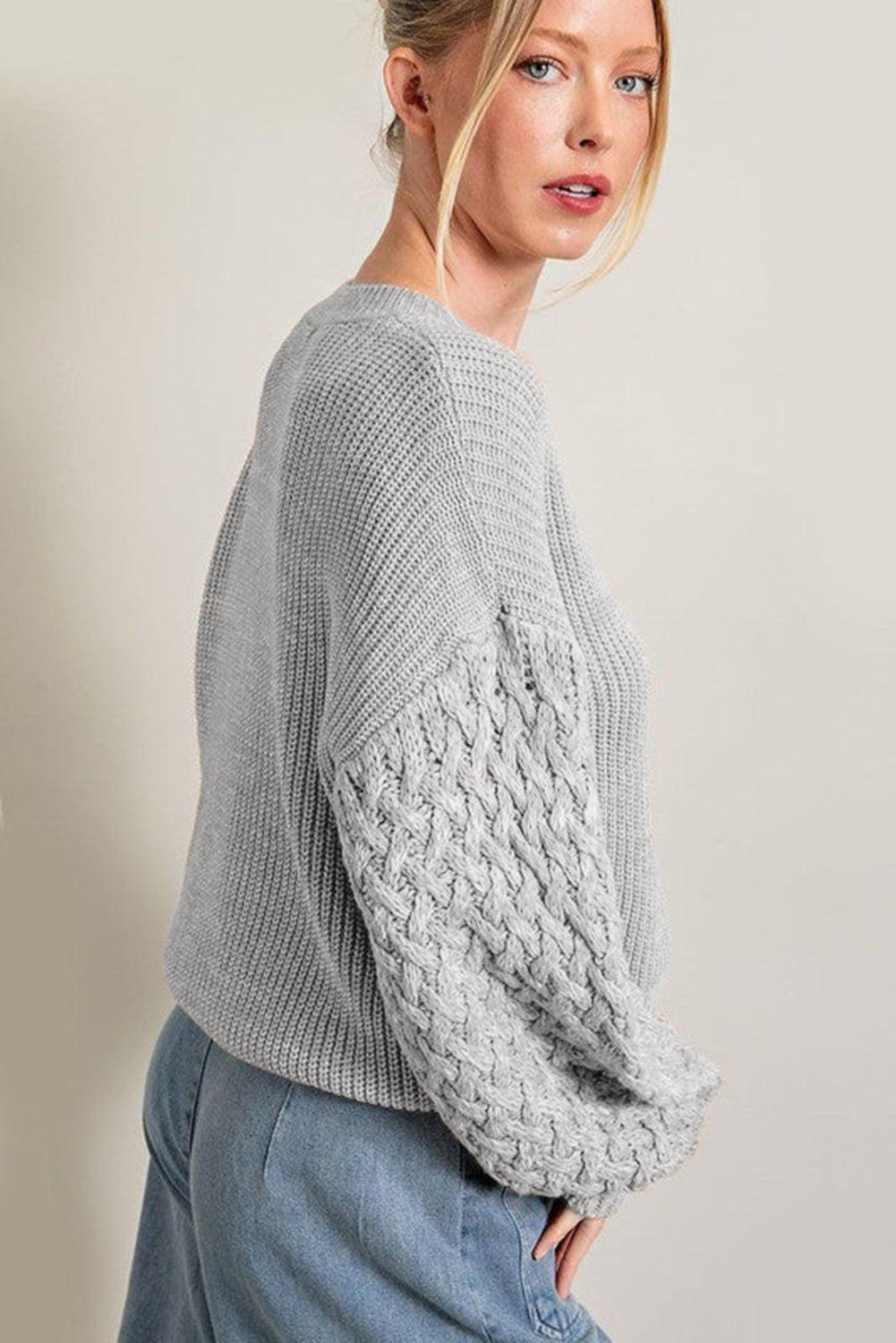 Kenzie Cable Knit Drop Shoulder Sweater - Klazzi Fashion Boutique