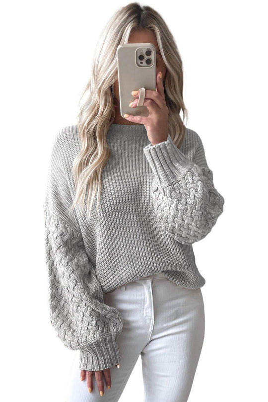 Kenzie Cable Knit Drop Shoulder Sweater - Klazzi Fashion Boutique