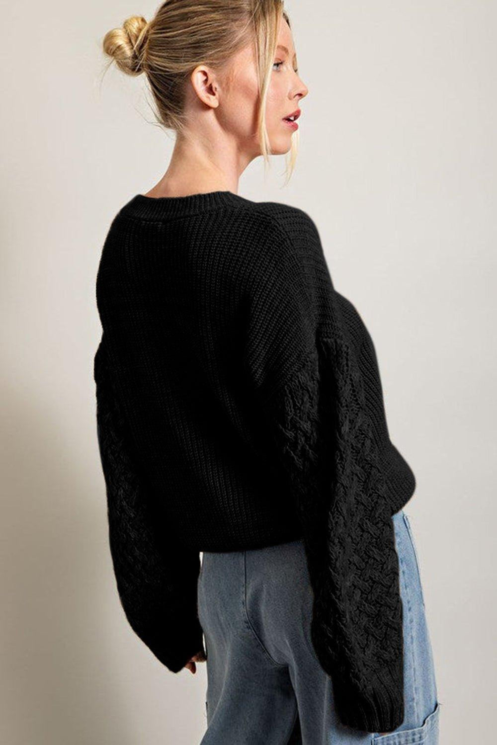 Kenzie Cable Knit Drop Shoulder Sweater - Klazzi Fashion Boutique