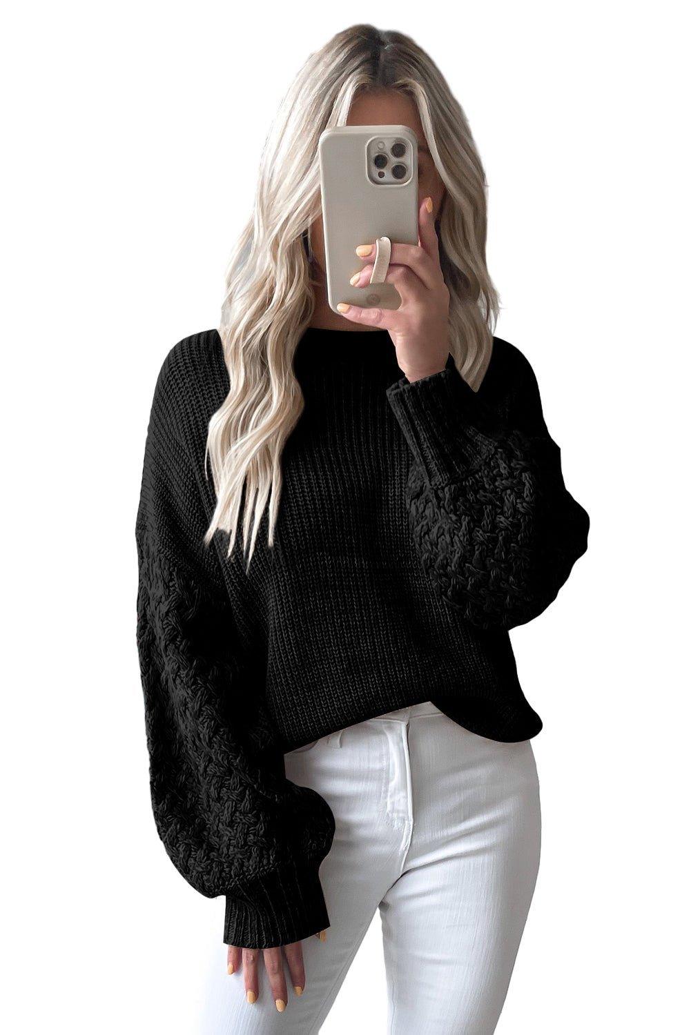 Kenzie Cable Knit Drop Shoulder Sweater - Klazzi Fashion Boutique