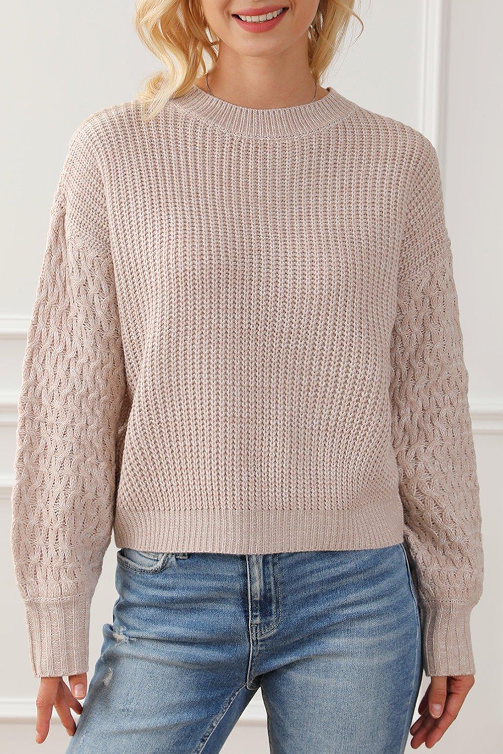 Kenzie Cable Knit Drop Shoulder Sweater - Klazzi Fashion Boutique