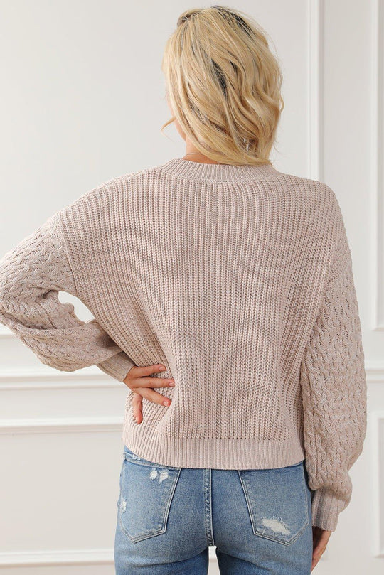 Kenzie Cable Knit Drop Shoulder Sweater - Klazzi Fashion Boutique