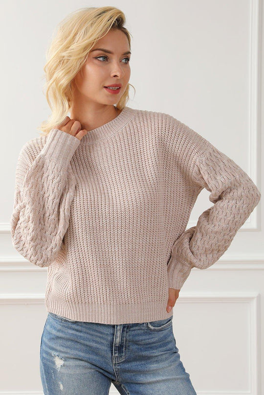 Kenzie Cable Knit Drop Shoulder Sweater - Klazzi Fashion Boutique