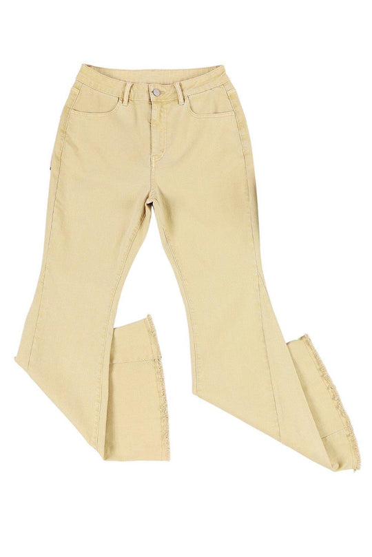 Khaki High Waisted Wide Leg Denim - Klazzi Fashion Boutique