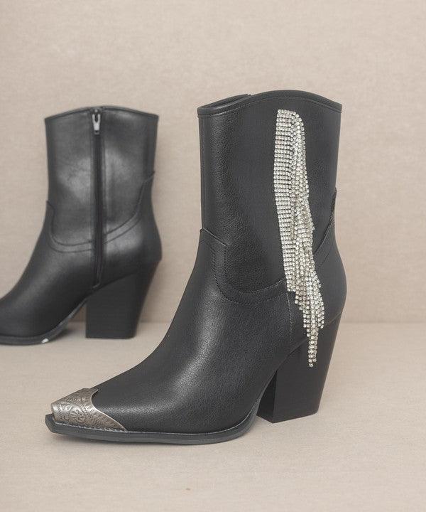 Kia Rhinestone Fringe Boots - Klazzi Fashion Boutique