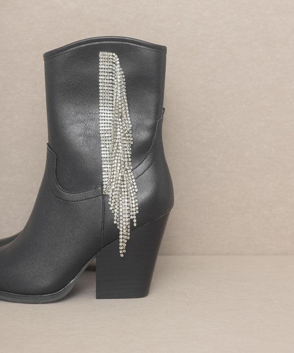 Kia Rhinestone Fringe Boots - Klazzi Fashion Boutique