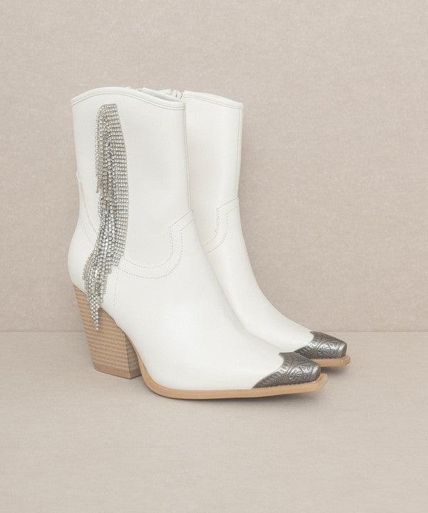 Kia Rhinestone Fringe Boots - Klazzi Fashion Boutique