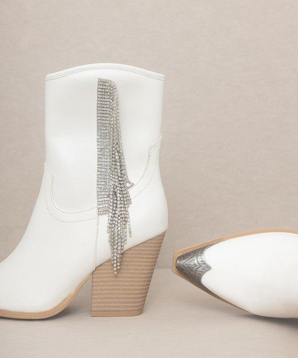 Kia Rhinestone Fringe Boots - Klazzi Fashion Boutique