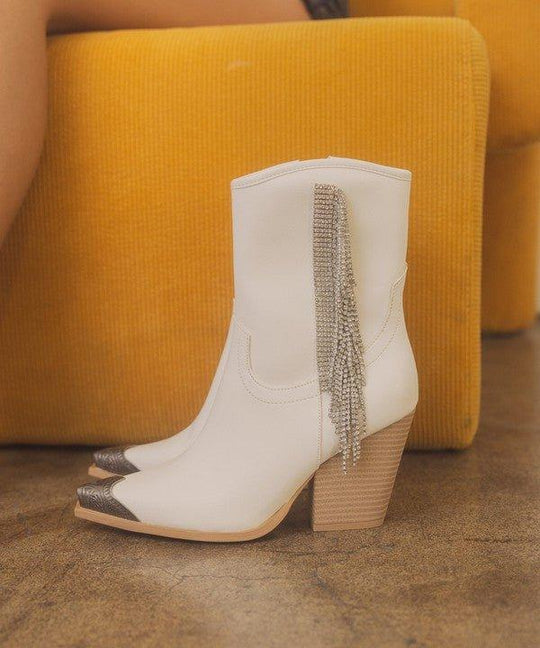 Kia Rhinestone Fringe Boots - Klazzi Fashion Boutique