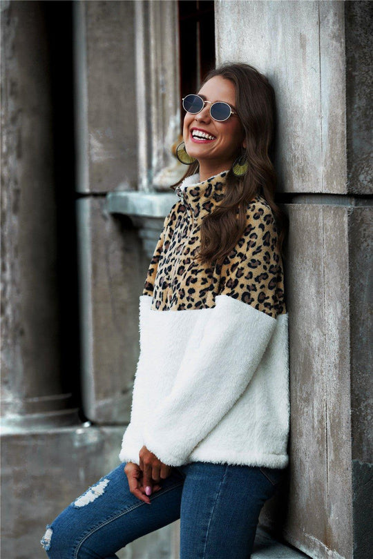 Leopard Teddy Bear Sweatshirt - Klazzi Fashion Boutique