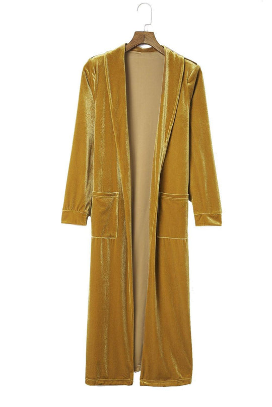 Long Velvet Open Duster - Klazzi Fashion Boutique