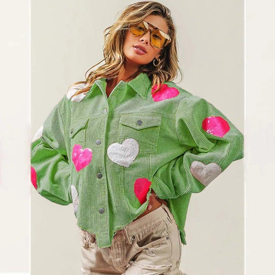 Love Is In The Air Hearts Denim Jacket - Klazzi Fashion Boutique