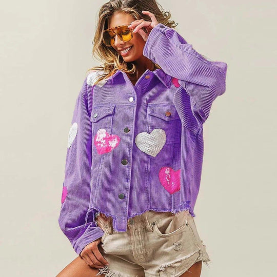 Love Is In The Air Hearts Denim Jacket - Klazzi Fashion Boutique