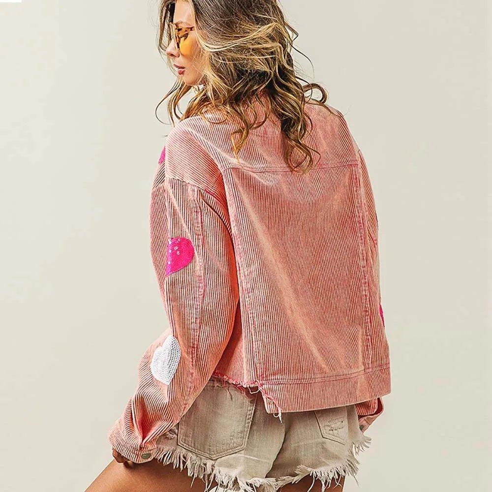 Love Is In The Air Hearts Denim Jacket - Klazzi Fashion Boutique