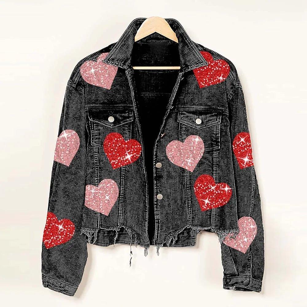 Love Is In The Air Hearts Denim Jacket - Klazzi Fashion Boutique