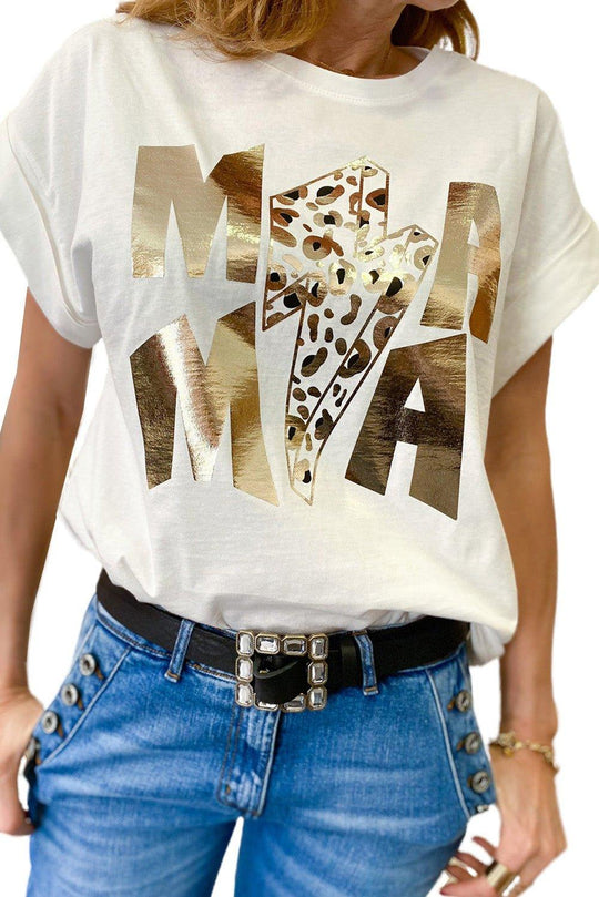 Mama In Gold Leopard Graphic T-Shirt - Klazzi Fashion Boutique