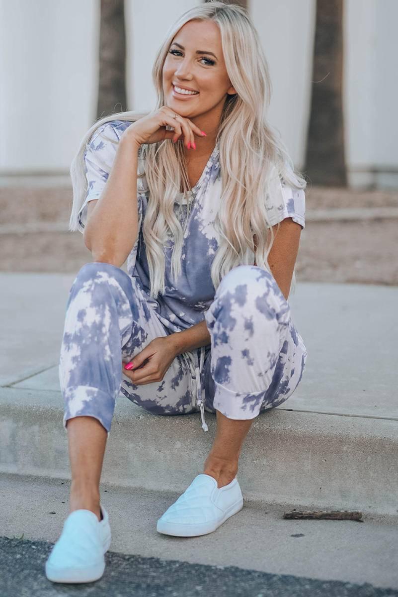 Marble Tie-Dyed Pants Set - Klazzi Fashion Boutique