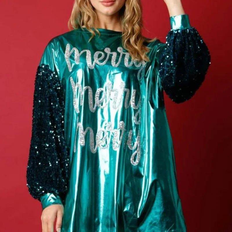 Merry Merry Merry Holiday Sequins Mini Dress - Klazzi Fashion Boutique