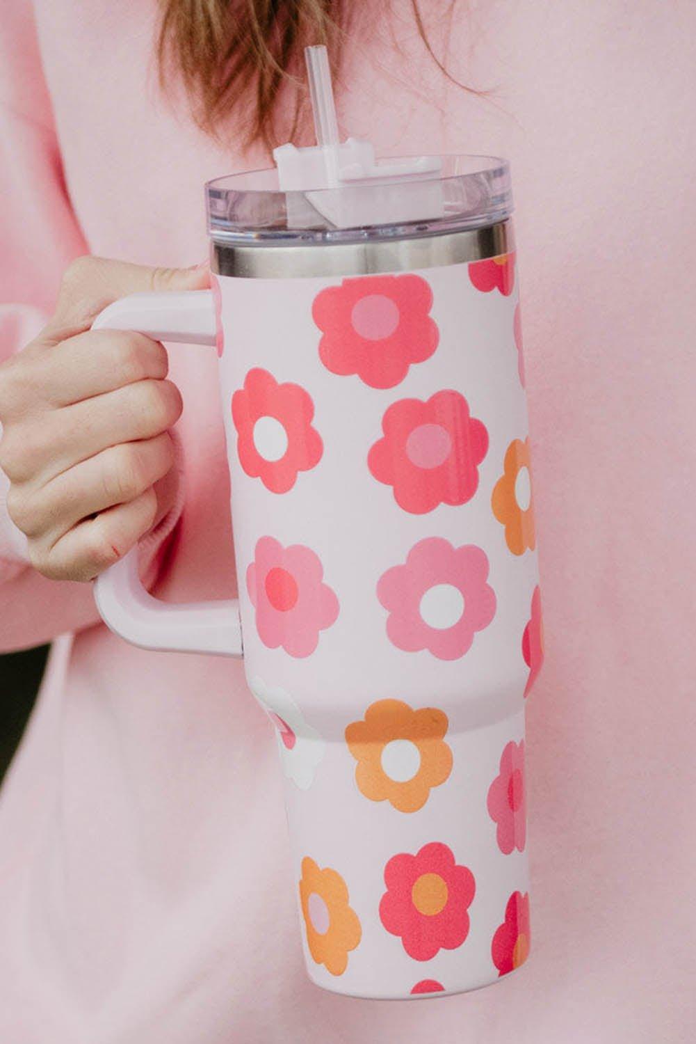 Multicolor Flower Handled Stainless Cup - Klazzi Fashion Boutique