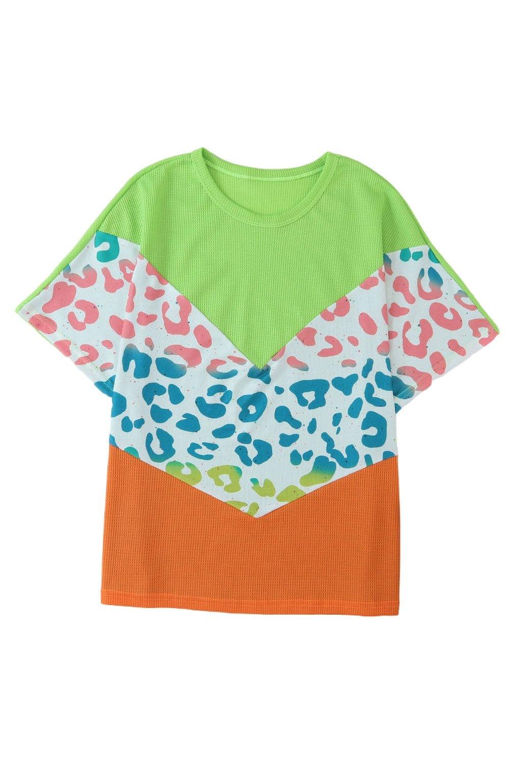 Neon Leopard Waffle Knit T-Shirt - Klazzi Fashion Boutique