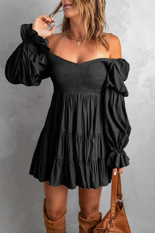 Off-Shoulder Layered Dress - Klazzi Fashion Boutique