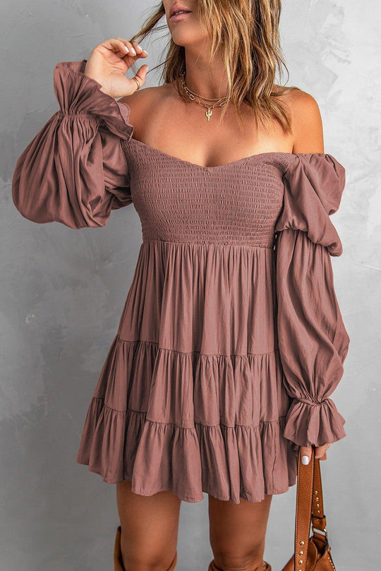 Off-Shoulder Layered Dress - Klazzi Fashion Boutique