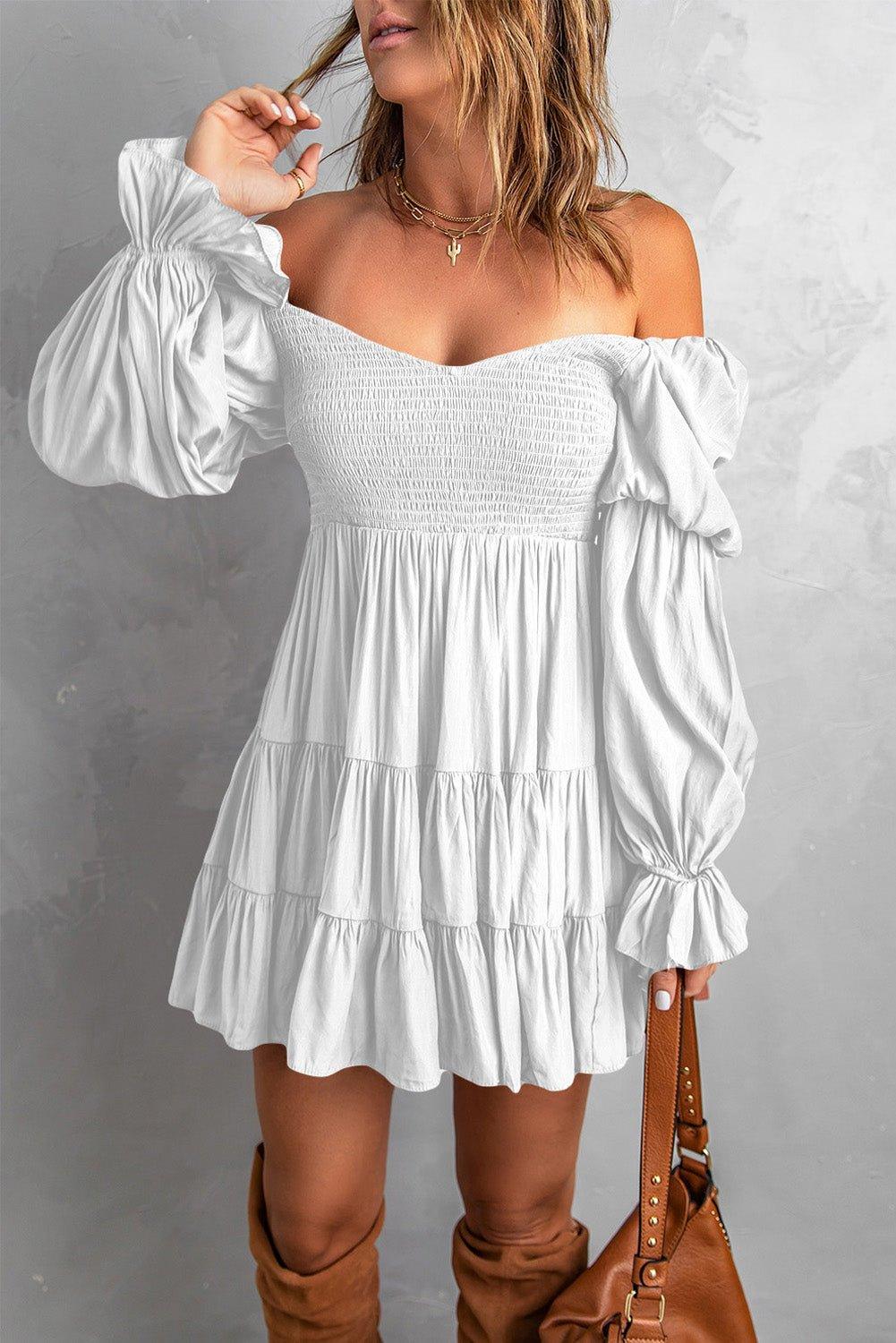 Off-Shoulder Layered Dress - Klazzi Fashion Boutique