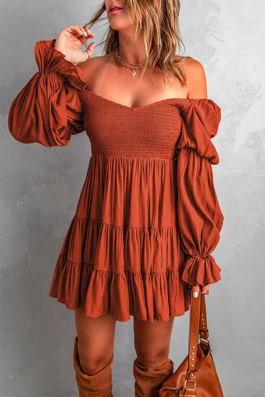 Off-Shoulder Layered Dress - Klazzi Fashion Boutique