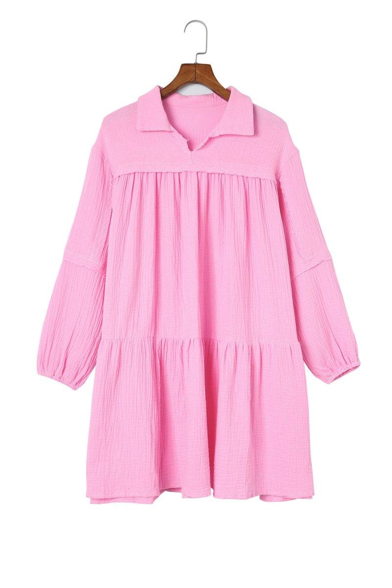 Pink Hottie Bubble Sleeve Dress - Klazzi Fashion Boutique