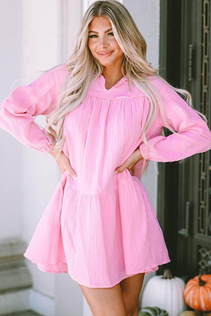 Pink Hottie Bubble Sleeve Dress - Klazzi Fashion Boutique