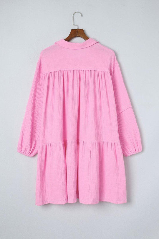 Pink Hottie Bubble Sleeve Dress - Klazzi Fashion Boutique