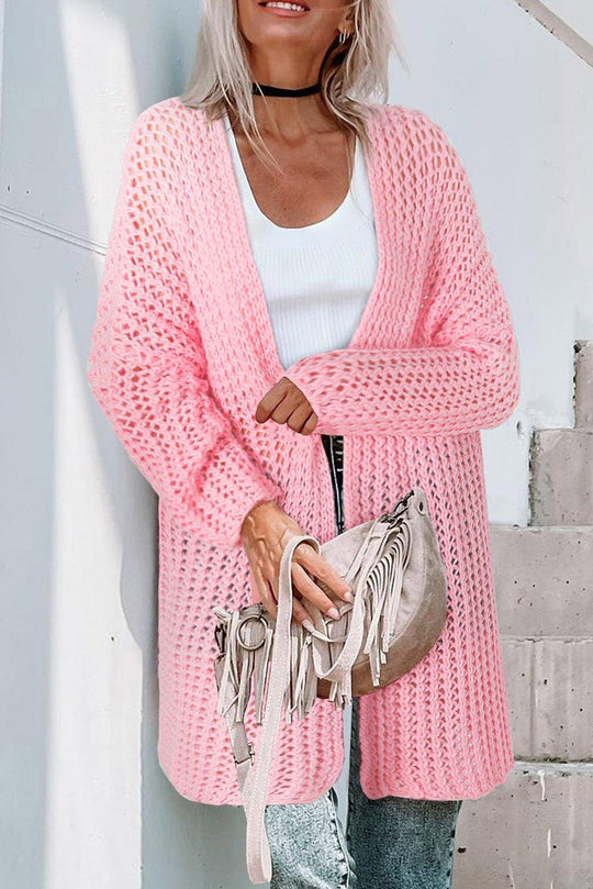 Pink Long Oversized Cardigan - Klazzi Fashion Boutique