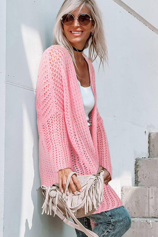 Pink Long Oversized Cardigan - Klazzi Fashion Boutique