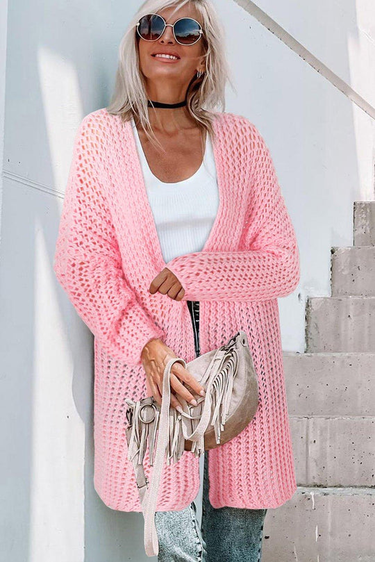 Pink Long Oversized Cardigan - Klazzi Fashion Boutique