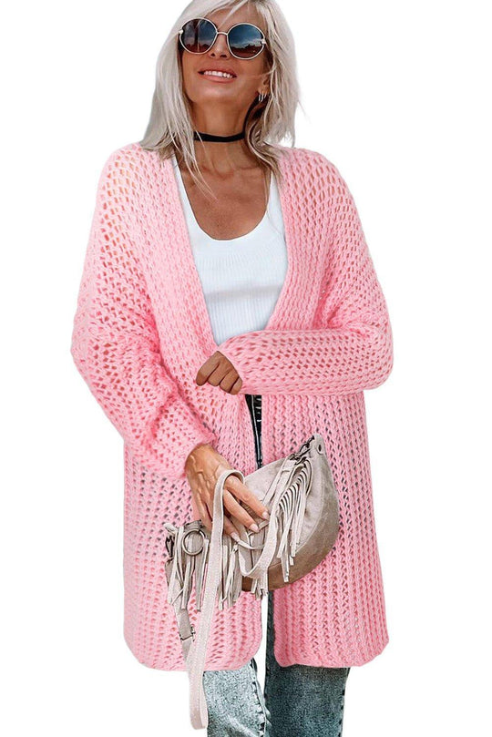 Pink Long Oversized Cardigan - Klazzi Fashion Boutique