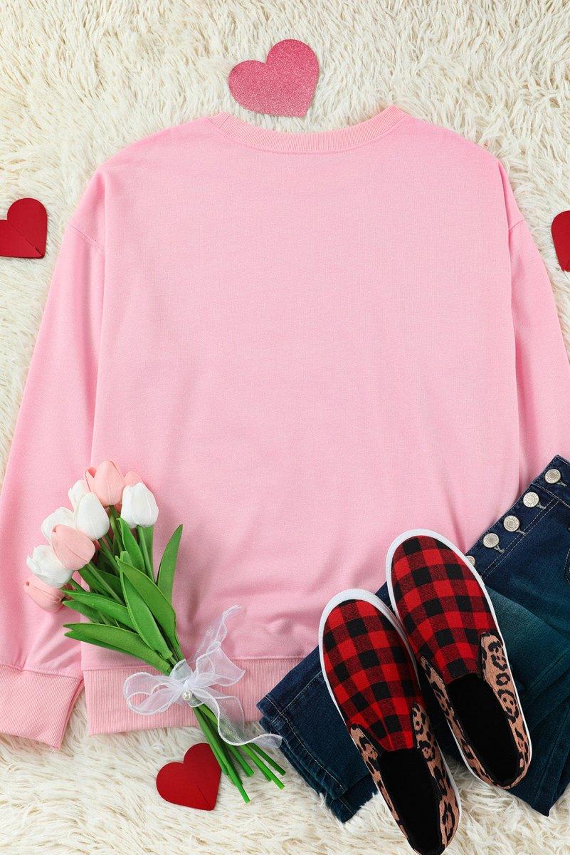 Pink "LOVER" Puff Graphic Sweatshirt